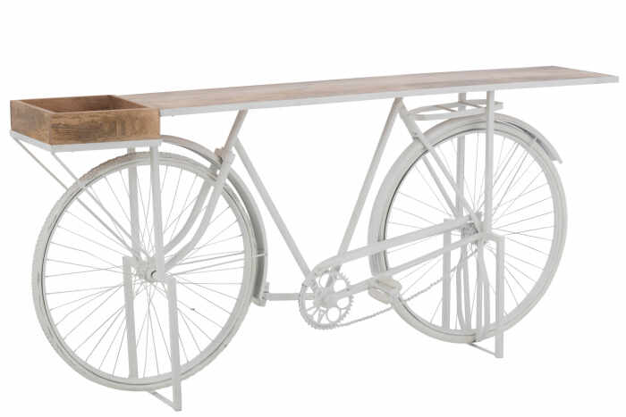 Consola Bicycle, Metal, Alb, 185x36x85.5 cm