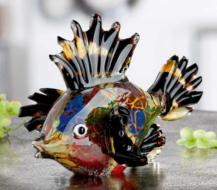 Decoratiune Fish Mondo, Sticla, Multicolor, 24x17x18 cm