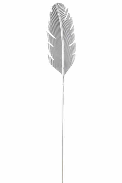 Decoratiune pentru gradina Palm Leaf, Metal, Argintiu, 15.5x113 cm