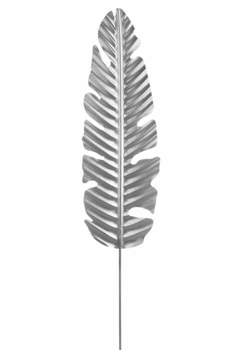 Decoratiune pentru gradina Palm Leaf, Metal, Argintiu, 20x100 cm