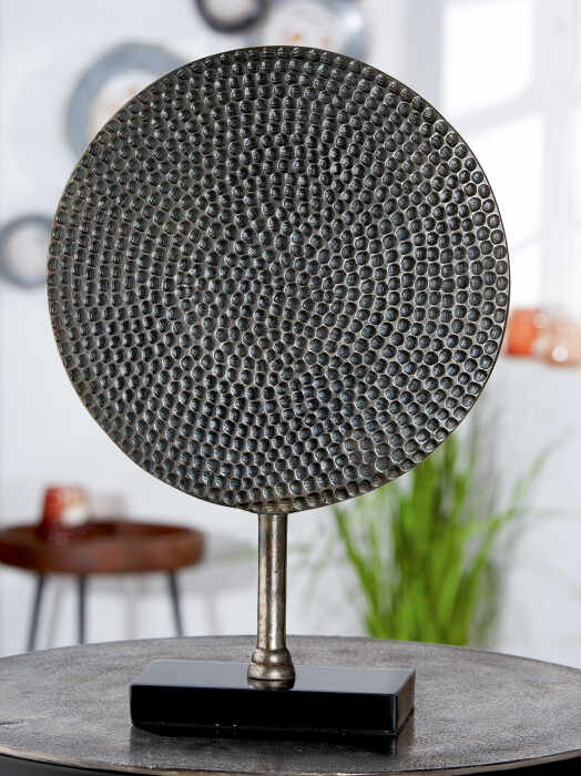 Decoratiune Round, Aluminiu, Argintiu, 30.5x44.5x10 cm
