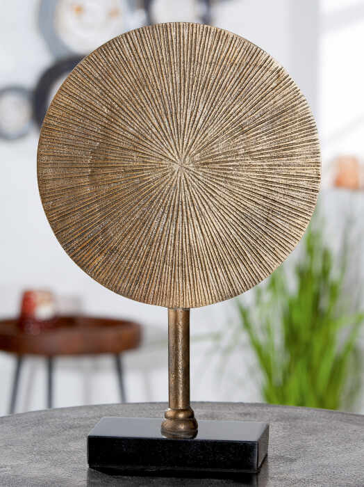 Decoratiune Round, Aluminiu, Auriu, 25x39x10 cm