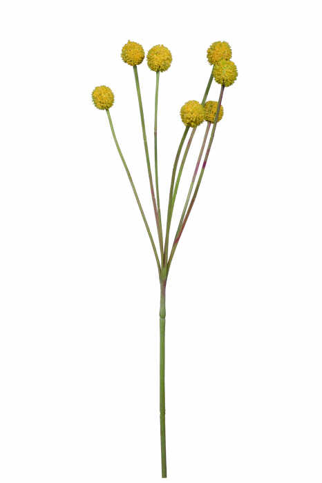 Floare artificiala CRASPEDIA, Fibre sintetice, Galben, 60 cm