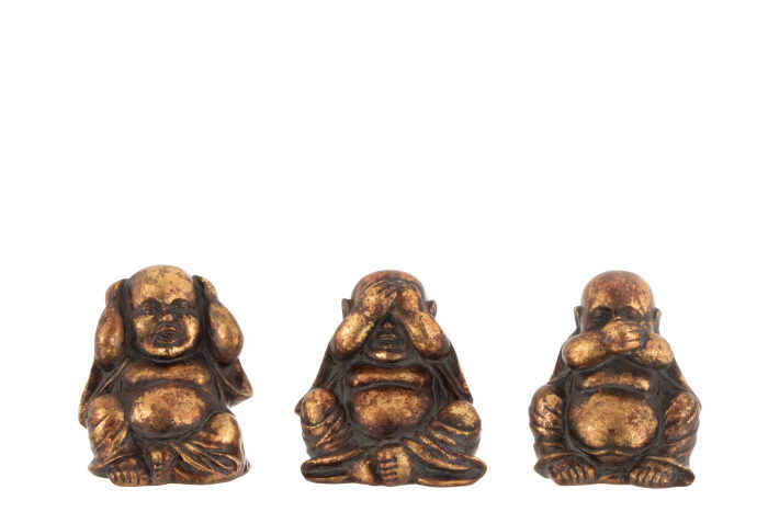 Set 3 figurine Monk Sea Hear Speak, Rasina, Maro, 9x8x11 cm