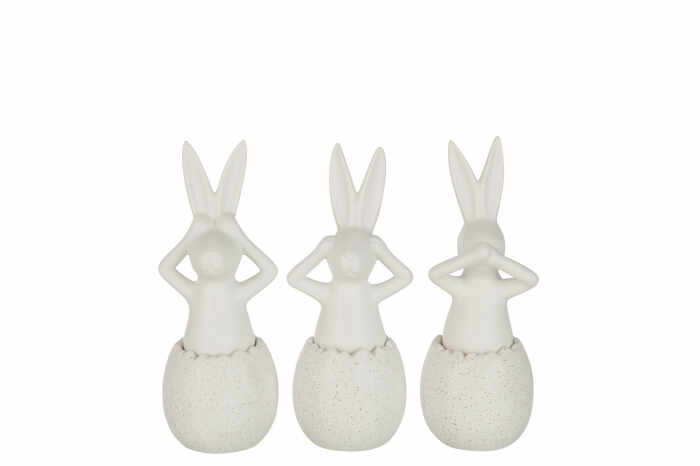 Set 3 figurine Rabbit See Hear Speak, Ceramica, Alb, 10.6x9.5x25.9 cm