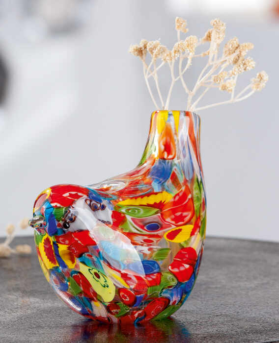 Vaza Bird, Sticla, Multicolor, 15x13x9 cm