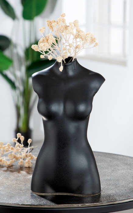 Vaza Black Lady, Ceramica, Negru, 14x25x10.5 cm