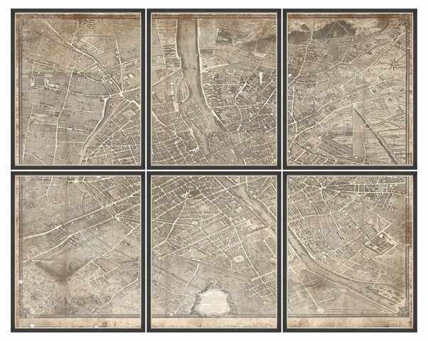 Tablou 6 piese Framed Art 1739 Plan de Paris Map