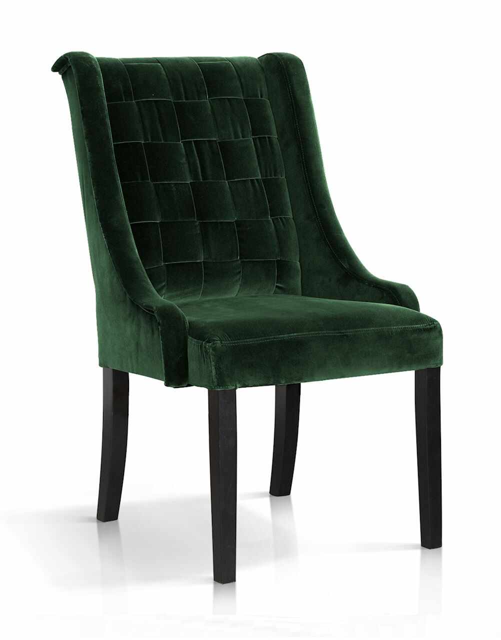 Scaun tapitat cu stofa, cu picioare din lemn Prince Velvet Verde / Negru, l55xA70xH105 cm