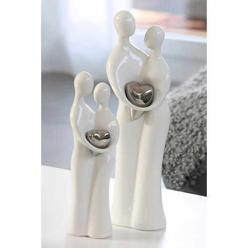 Figurina Couple, Ceramica, Alb Argintiu, 51 cm