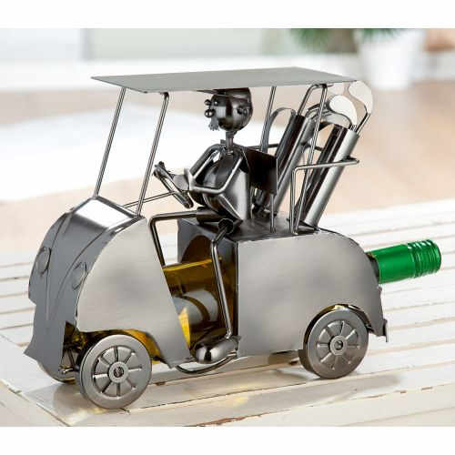 Suport pentru sticla Golfcart, Metal, Argintiu, 13x29x24 cm