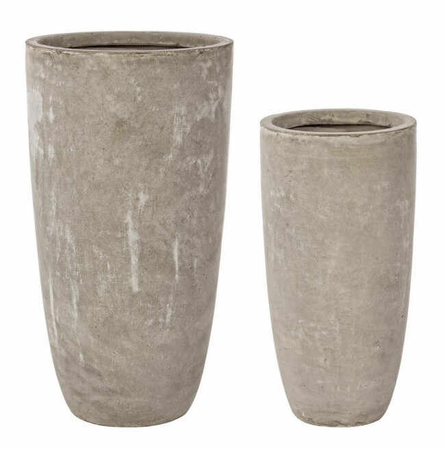 Set pentru 2 vaze pentru gradina Holder, Fibra de sticla, Gri, 32 42x32 42x62 74 cm