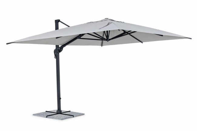 Umbrela Ines, Aluminiu-Poliester, Gri, 400x300x259 cm
