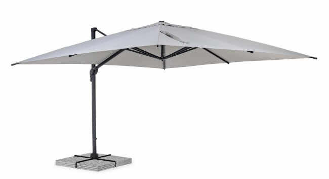 Umbrela Ines, Aluminiu-Poliester, Gri, 400x400x278 cm