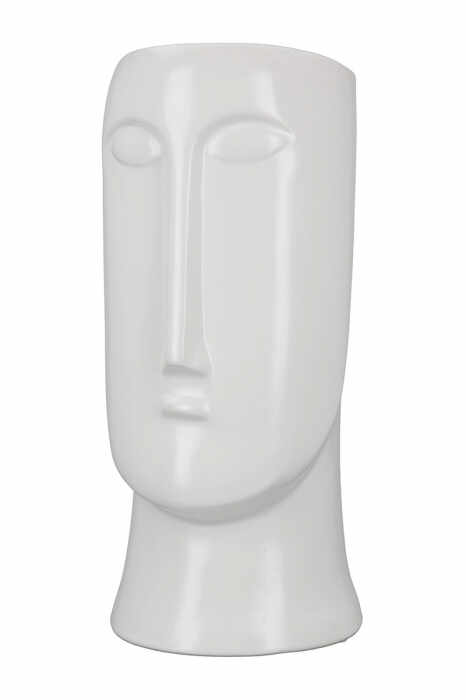 Vaza Face Batu, Ceramica, Alb, 15x13.5x31 cm