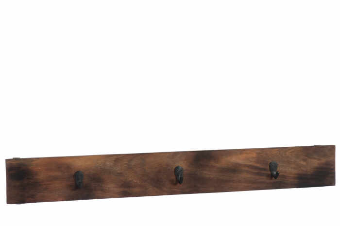 Cuier 3 Hangers Wood, Lemn, Maro, 100.5x5.5x12 cm