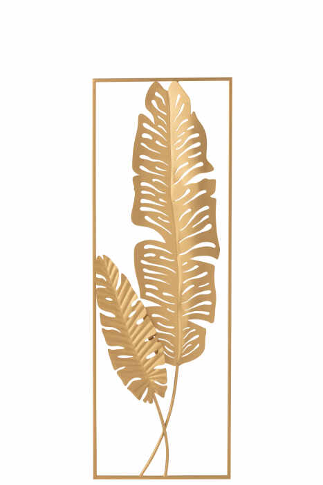 Decoratiune pentru perete Leaf, Metal, Auriu, 31x5x89,5 cm