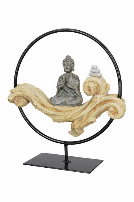 Figurina Buddha, Rasina, Crem Gri, 8x21.5x25 cm