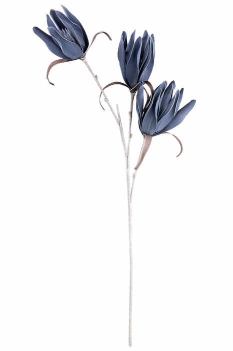 Floare artificiala Denia, Fibre sintetice, Albastru, 7x7x115 cm