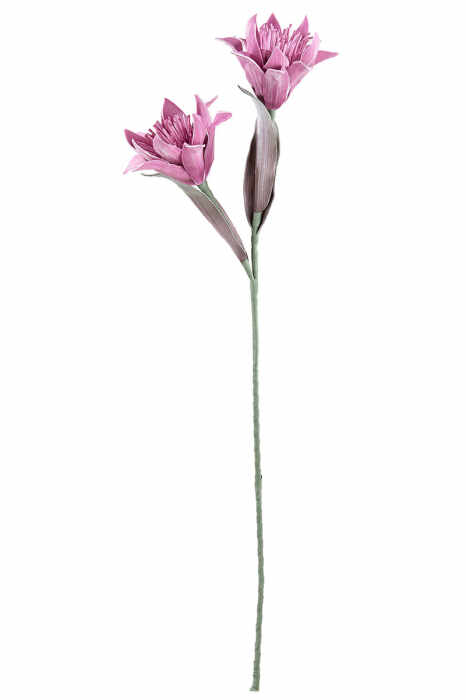 Floare artificiala Reiki, Fibre sintetice, Roz, 20x20x95 cm