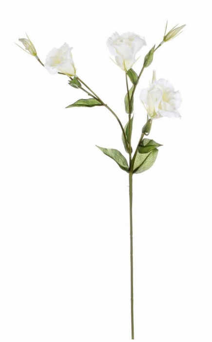 Floare decorativa, tesatura, polietilena si sarma de fier, alb, 76cm