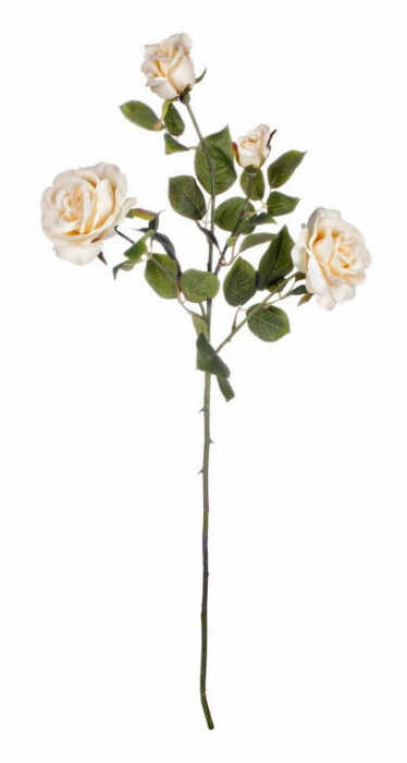 Floare decorativa, tesatura, polietilena si sarma de fier, alb, 79cm