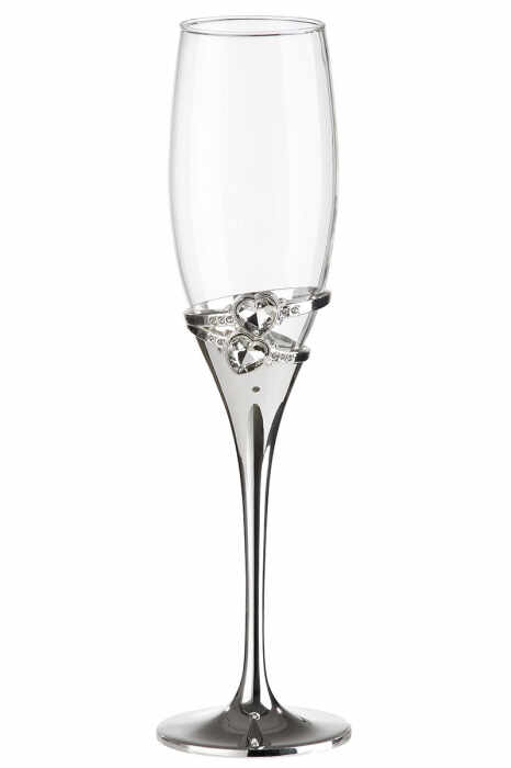 Set 2 pahare Champagner Brilianc, Sticla, Transparent Argintiu, 27x7 cm