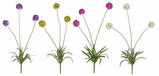Set 4 flori decorative, poliester plastic sarma, fuchsia verde mov crem, 50cm