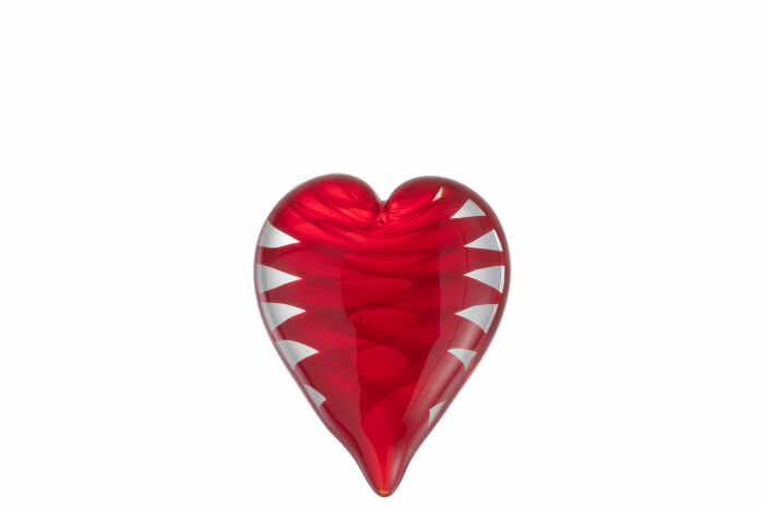 Suport hartie Heart , Sticla, Transparent Rosu, 8x4x10 cm