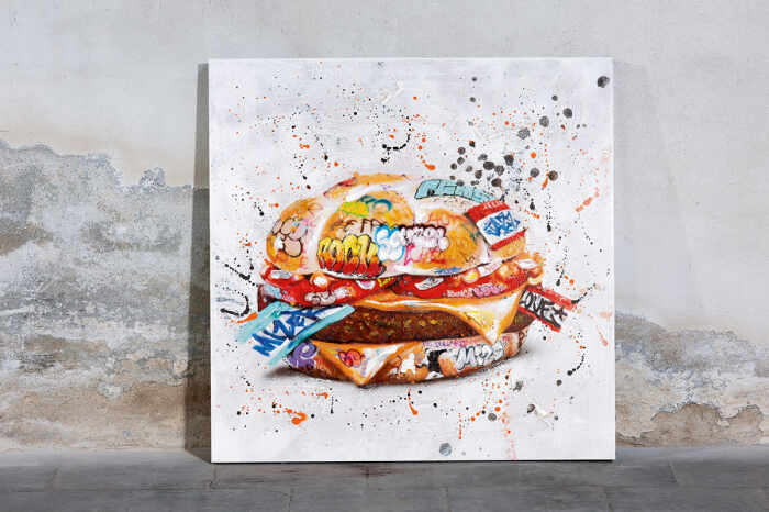 Tablou Burger, Canvas, Multicolor, 3.5x60x60 cm