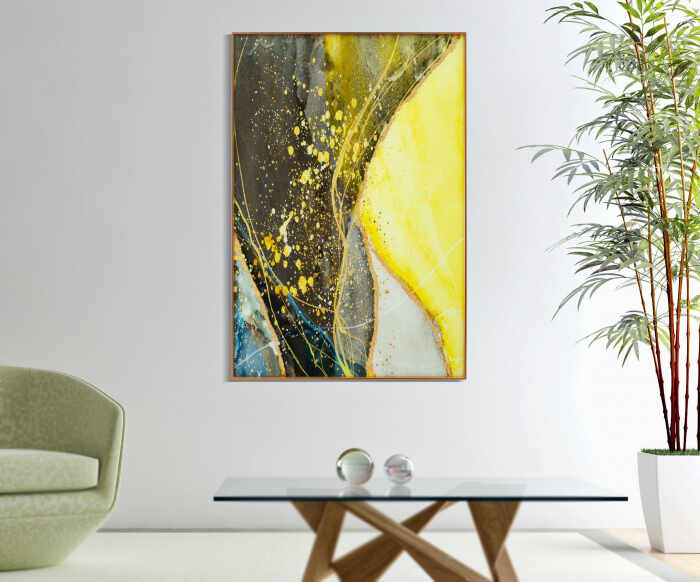 Tablou Sunny, Sticla Aluminiu Hartie, Multicolor, 80x120x3.5 cm