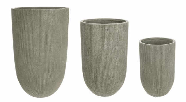 Set de 3 vaze Brush, Fibra de sticla, Gri, 30 37 44x45 60 70 cm