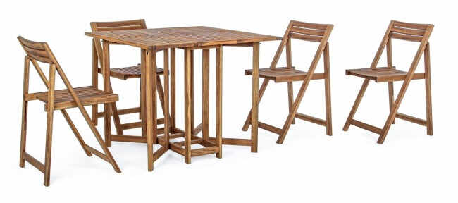 Set masa cu 4 scaune NOEMI, lemn, maro, 44x46x77cm;90x33x74cm