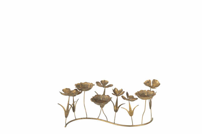 Suport lumanare Deco Flower, Metal Fier, Auriu, 44x17x15 cm