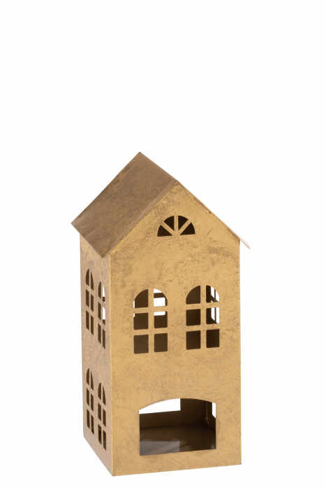 Suport lumanare House Alpha, Metal Fier, Auriu, 15x14.5x28 cm