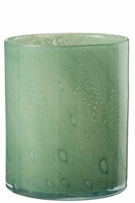 Suport lumanare Jade, Sticla, Verde, 15x15x18 cm