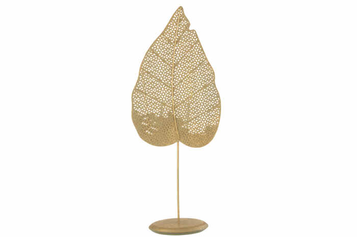 Suport lumanare Leaf, Metal Fier, Auriu, 50x19x12.5 cm