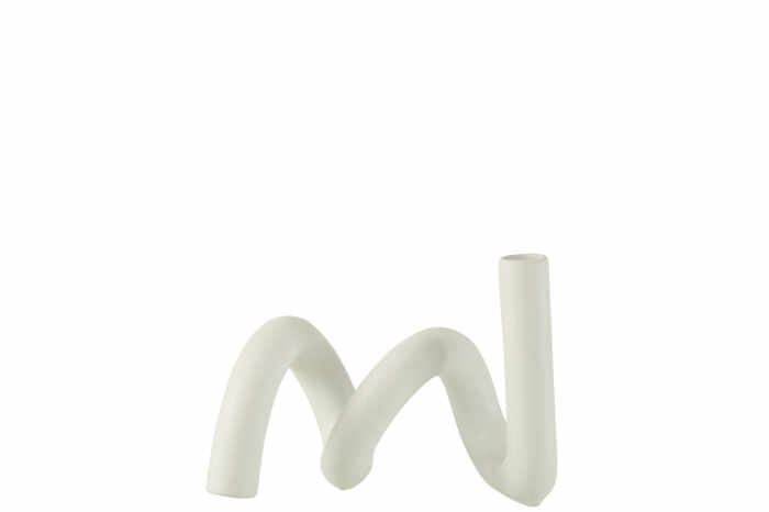 Suport lumanare Twist 1, Ceramica, Alb, 25.5x15.5x18.5 cm