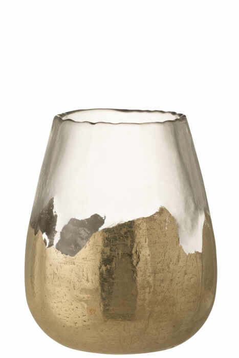 Suport lumanare Zoe, Sticla, Auriu Transparent, 26x26x31 cm