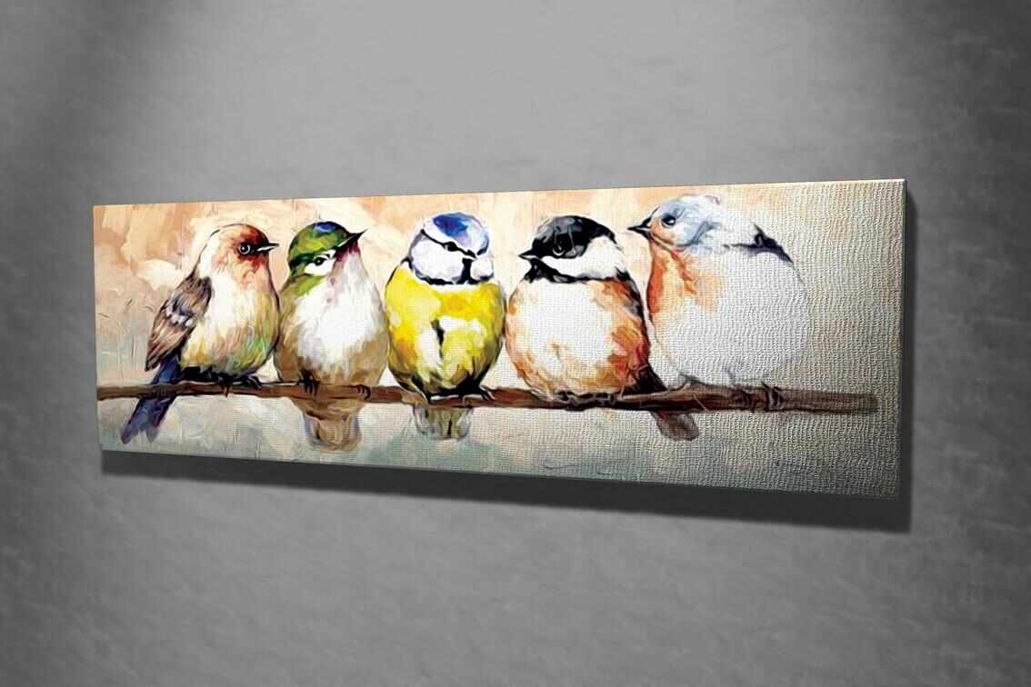 Tablou Canvas Picsie Birds PC126 Multicolor, 80 x 30 cm