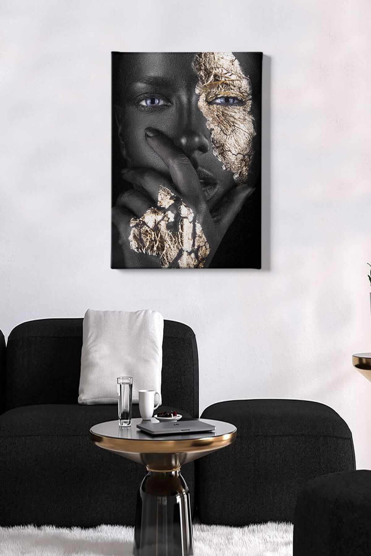 Tablou Canvas Ting 189 Negru / Auriu, 50 x 70 cm