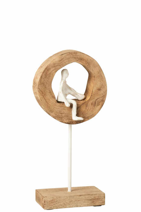 Decoratiune Thinker Ring, Lemn, Natural, 19x8x38 cm