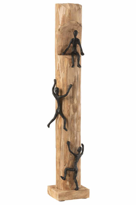 Figurina Climbing Trunk, Lemn, Black, 75.5x14.5x13 cm