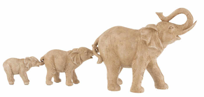 Figurina Elephant 3 On A Row, Rasina, Bej, 57.5x11.5x22 cm