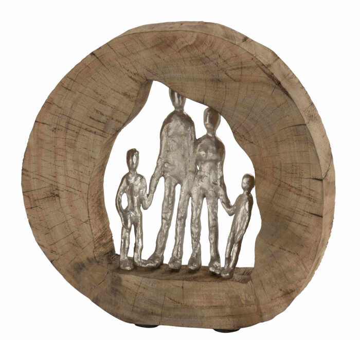 Figurina Family Mango, Aluminiu Lemn, Argintiu Natural, 30x6.5x30 cm