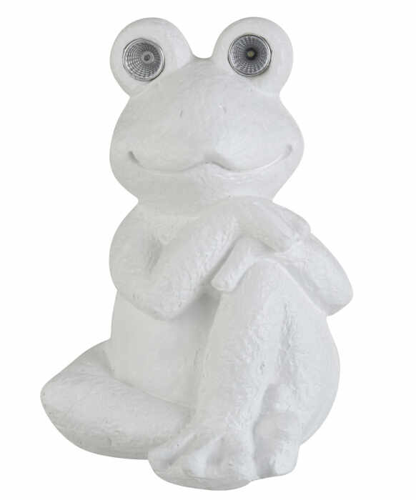 Figurina Frog Solar Knee, Fibre sintetice, Alb, 26x26x38 cm