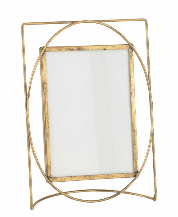 Rama foto Oval Rectangle, Metal, Auriu, 18x7x24.5 cm