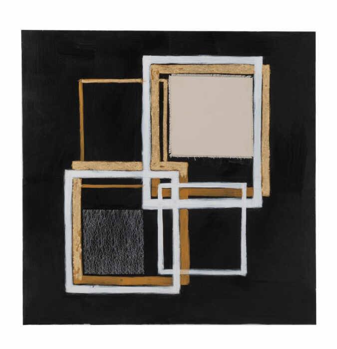 Tablou Square, Canvas, Negru, 90x3.8x90 cm