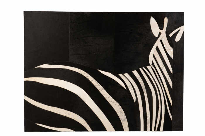 Tablou Zebra, Piele, Negru, 120x1.3x90 cm
