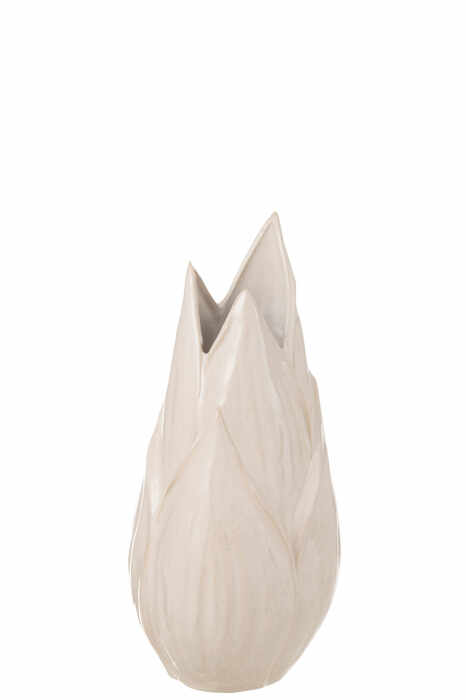 Vaza Ibiza, Ceramica, Alb Bej, 19.5x19.5x44.5 cm